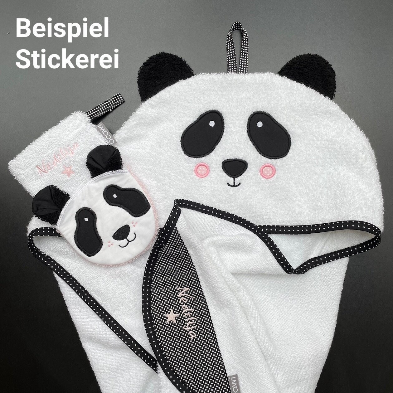 Badeset "Panda Fiete" - Mit Ohren, Personalisierbar Stickerei Badeset "Panda Fiete" - Mit Ohren, Personalisierbar Stickerei von Etsy - acawi