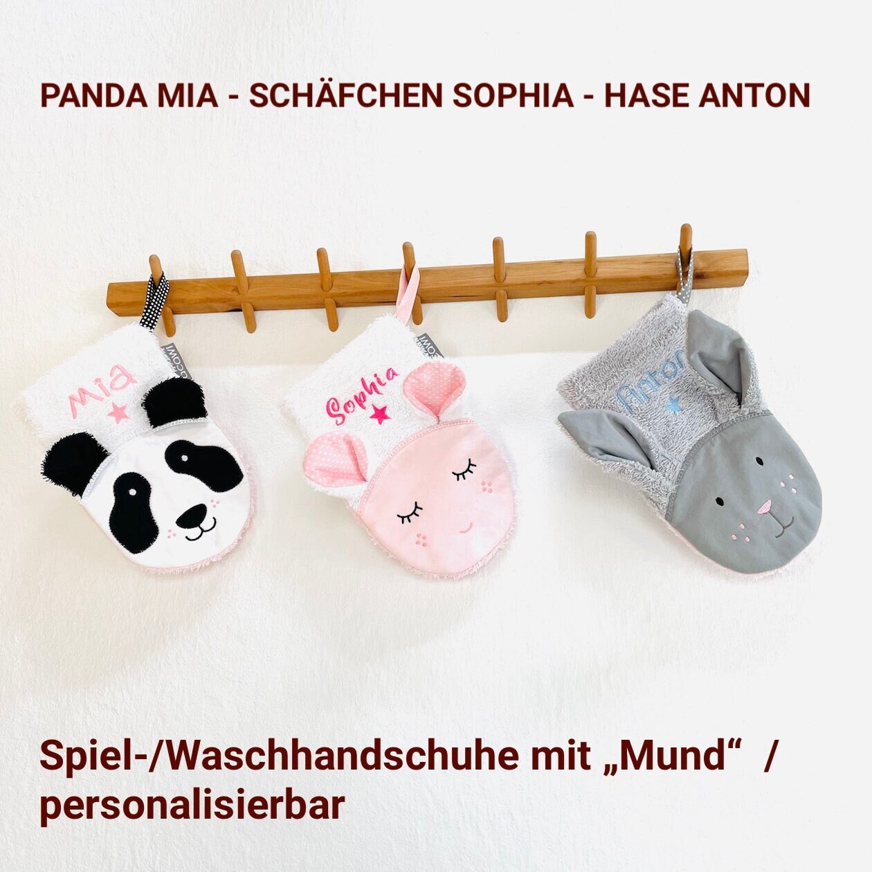 Hase, Panda & Co. - Spiel- Und Waschhandschuh , Wahlweise Mit Eingesticktem Namen Hase, Panda & Co. - Spiel- Und Waschhandschuh , Wahlweise Mit Eingesticktem Namen von Etsy - acawi