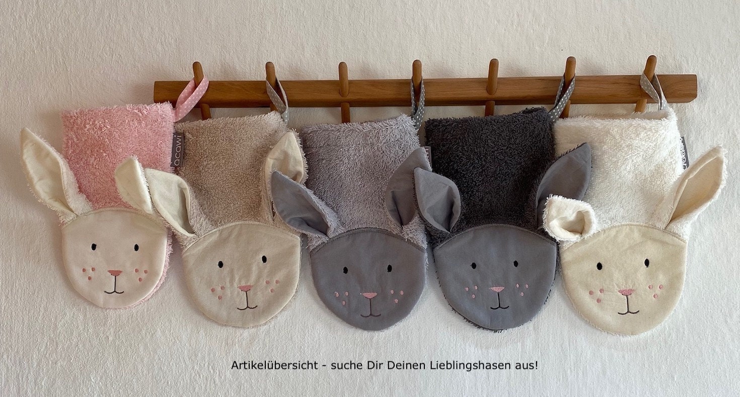 Hase - Flauschiger Kinder Waschhandschuh Wahlweise Mit Eingesticktem Namen in Verschiedenen Farben Hase - Flauschiger Kinder Waschhandschuh Wahlweise Mit Eingesticktem Namen in Verschiedenen Farben von Etsy - acawi