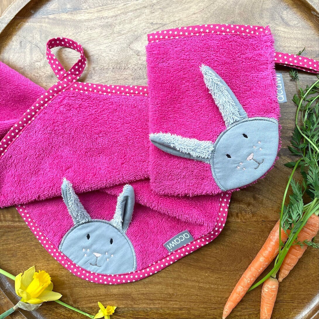 Hase Sethandtuch + Waschhandschuh Personalisierbar/Pink Hase Sethandtuch + Waschhandschuh Personalisierbar/Pink von Etsy - acawi