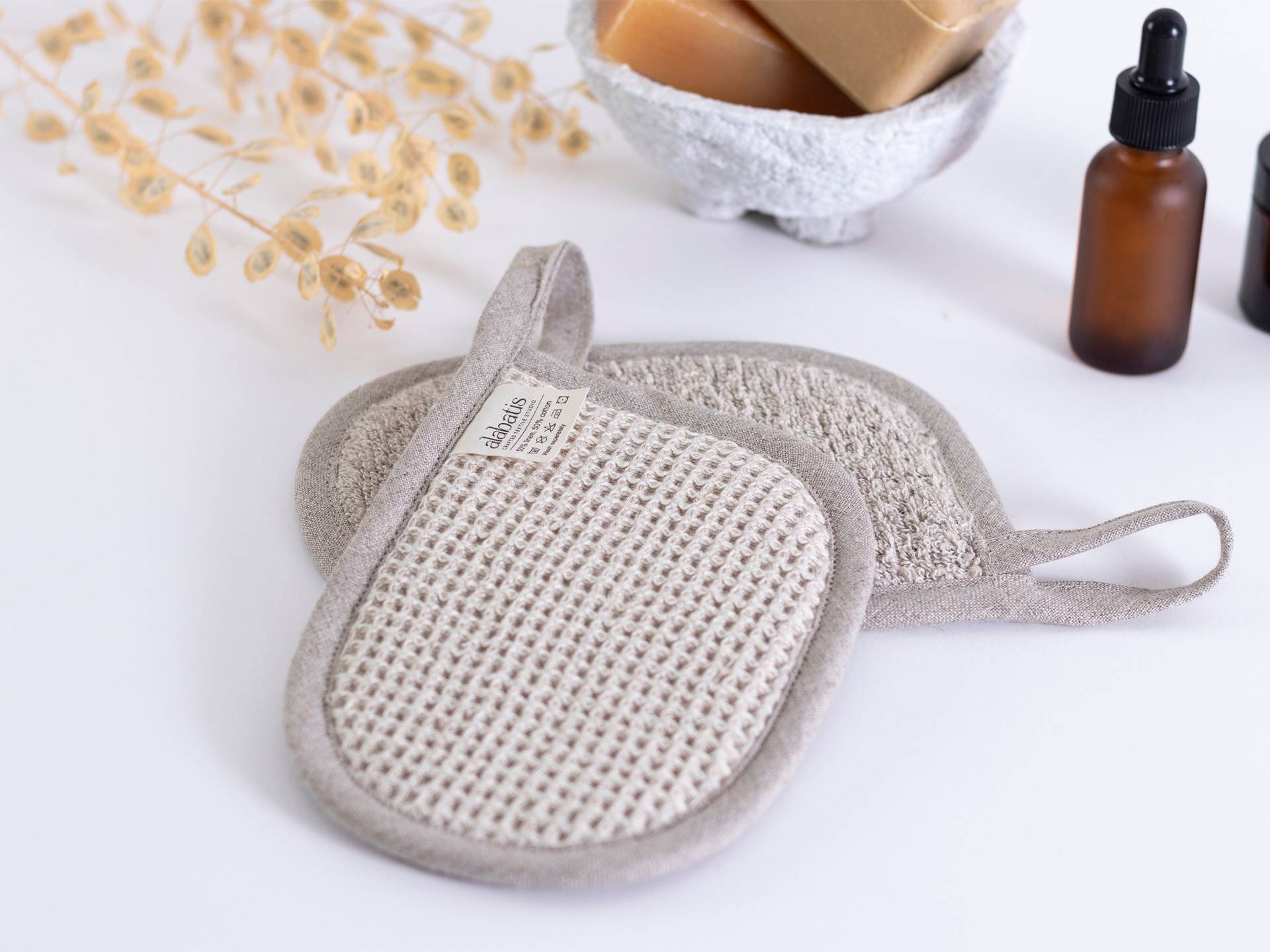 Leinen Badeschwamm, Waschbares Bad Duschpad, Sauna Spa Schwämme Set, Zero Waste Baby Waschlappen von Etsy - alabatis