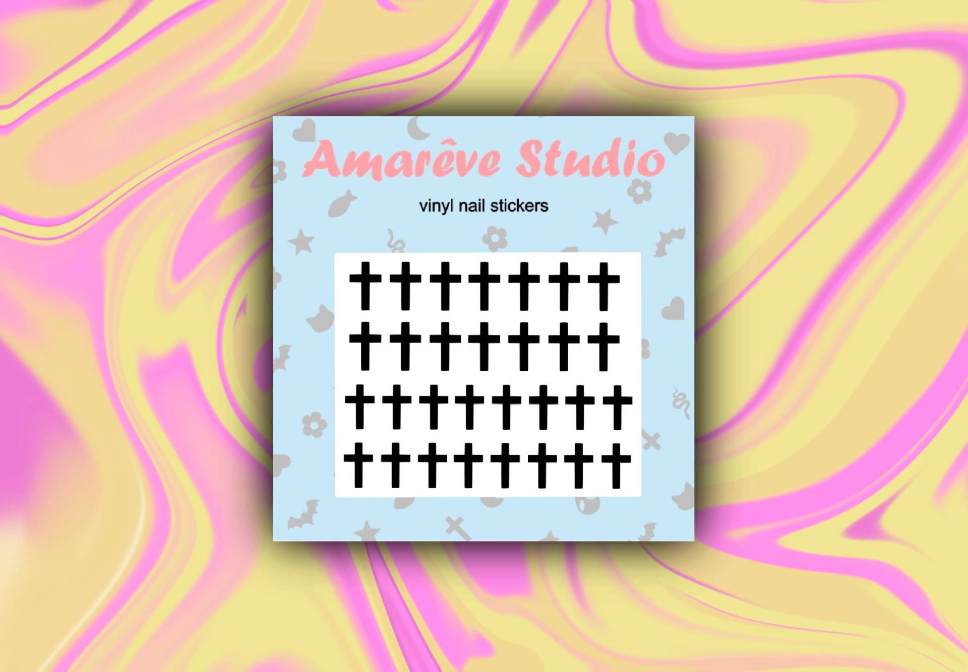 Kreuz Vinyl Nagel Sticker - Schwarz/Holographic von Etsy - amarevestudio