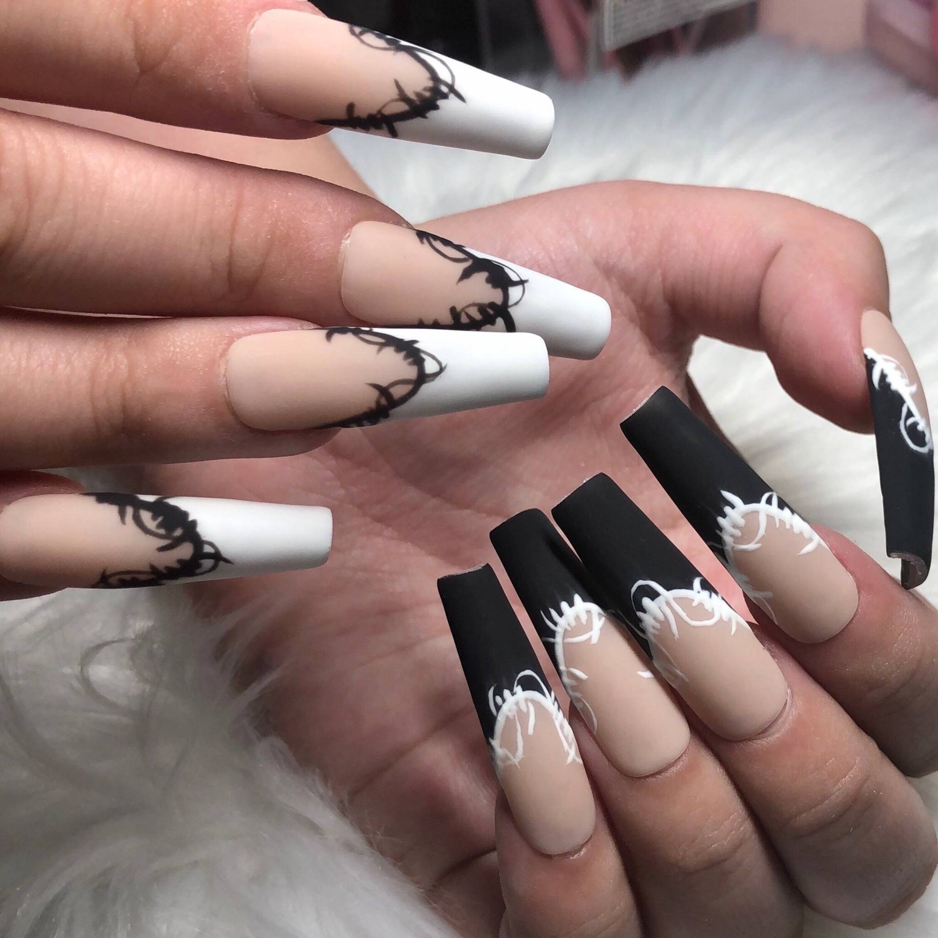 Langer Sarg Black & White Stacheldraht Matt Lange Goth/Emo Press On Nails - Abschlussball 2025 Langer Sarg Black & White Stacheldraht Matt Lange Goth/Emo Press On Nails - Abschlussball 2025 von Etsy - anjsnails