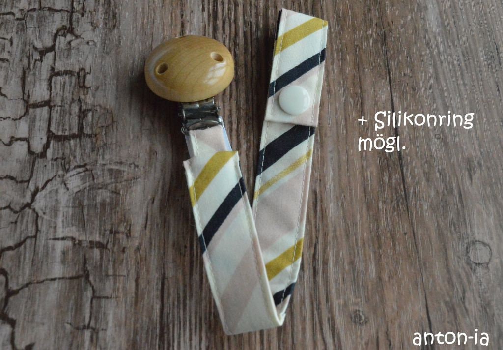 Abverkauf Schnullerband Aus Stoff Streifen Rosa-Blau | Kba, Mit Holzclip Natur von Etsy - antoniaMonika