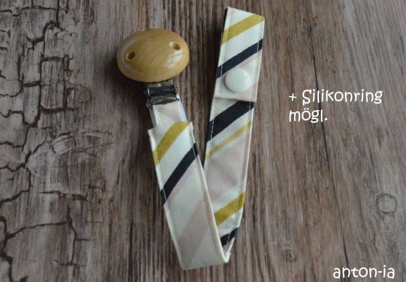 Abverkauf Schnullerband Aus Stoff Streifen Rosa-Blau | Kba, Mit Holzclip Natur von Etsy - antoniaMonika