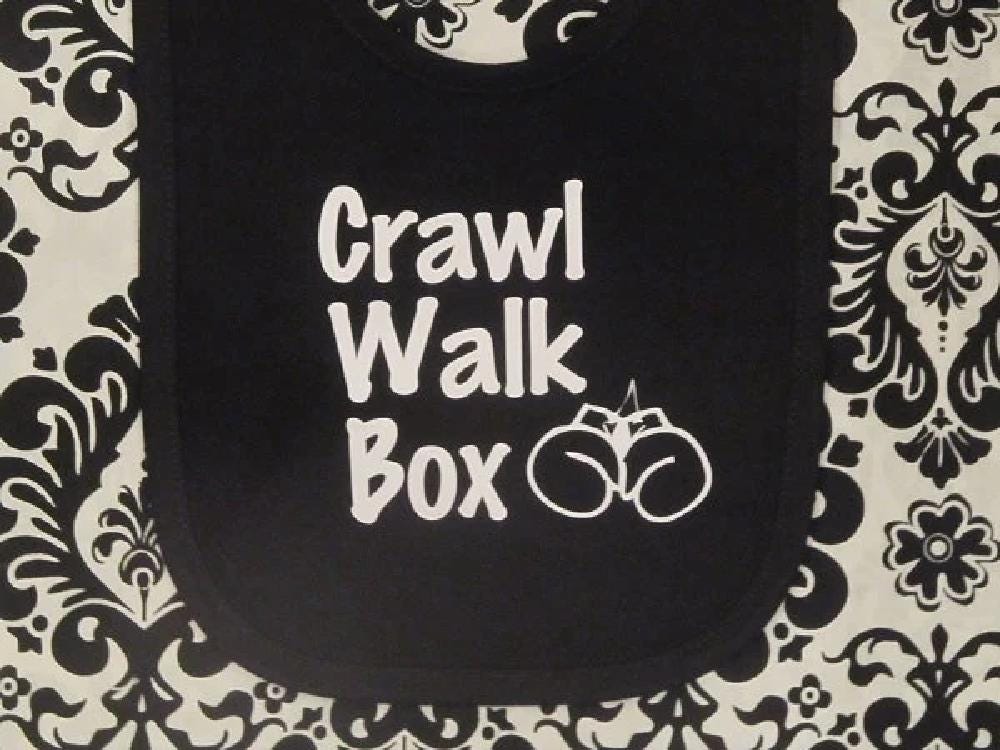 Boxen Baby Lätzchen Krabbel Walk Box Säugling Kleidung Sport Dusche Geschenk von Etsy - baby1zmaker4u
