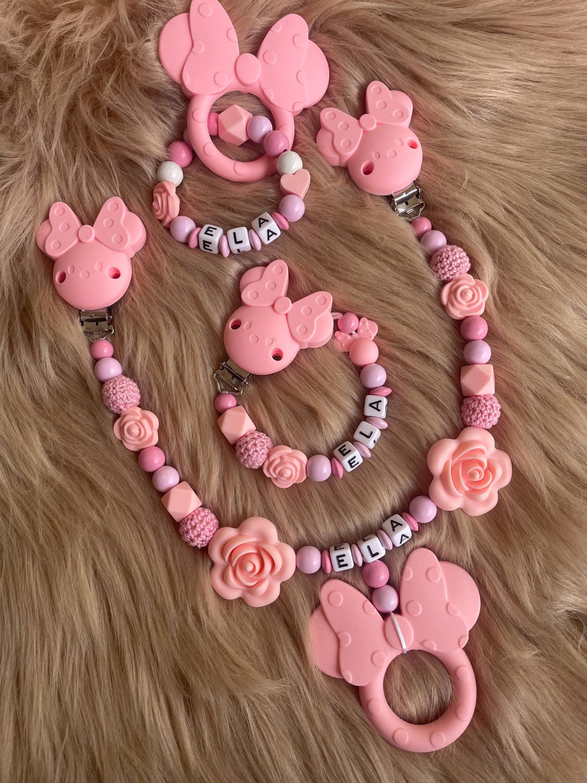 Schnullerkette Kinderwagenkette Befestigung Schnuller Nuckel Nuckelkette Clip Rosa Maus Geburt Baby von Etsy - babyzauberpresent