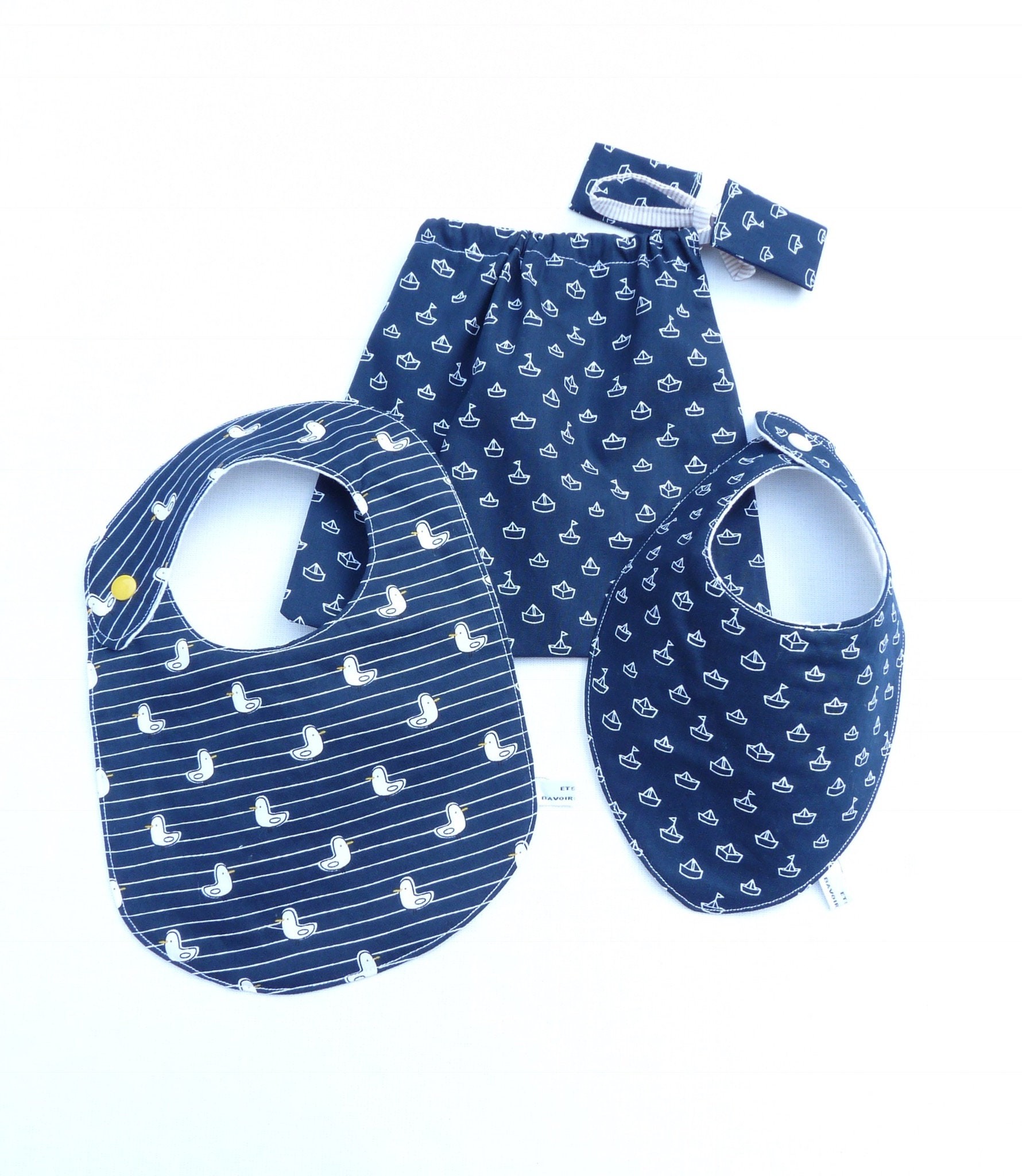 Ensemble 3 Pièces Bavoirs Cadeau Naissance Garçon 0/24 Mois von Etsy - bavoirsetcie