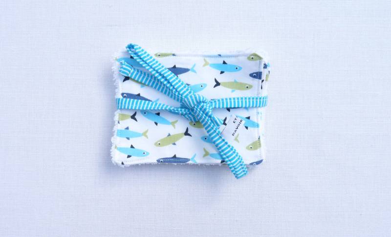 Ensemble De Quatre Lingettes Écologiques Lavables Coton von Etsy - bavoirsetcie