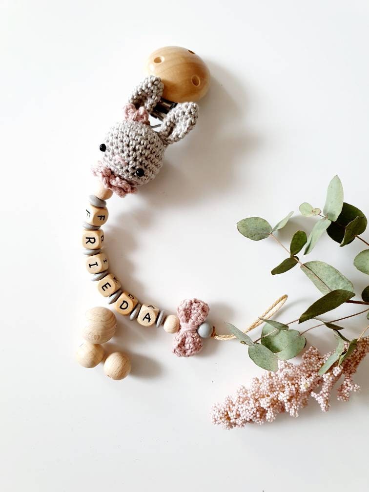 Gehäkelte Schnullerkette"Hasi" Personalisiert, Süß Gehäkelte Schnullerkette"Hasi" Personalisiert, Süß von Etsy - beckyshandmadeshop