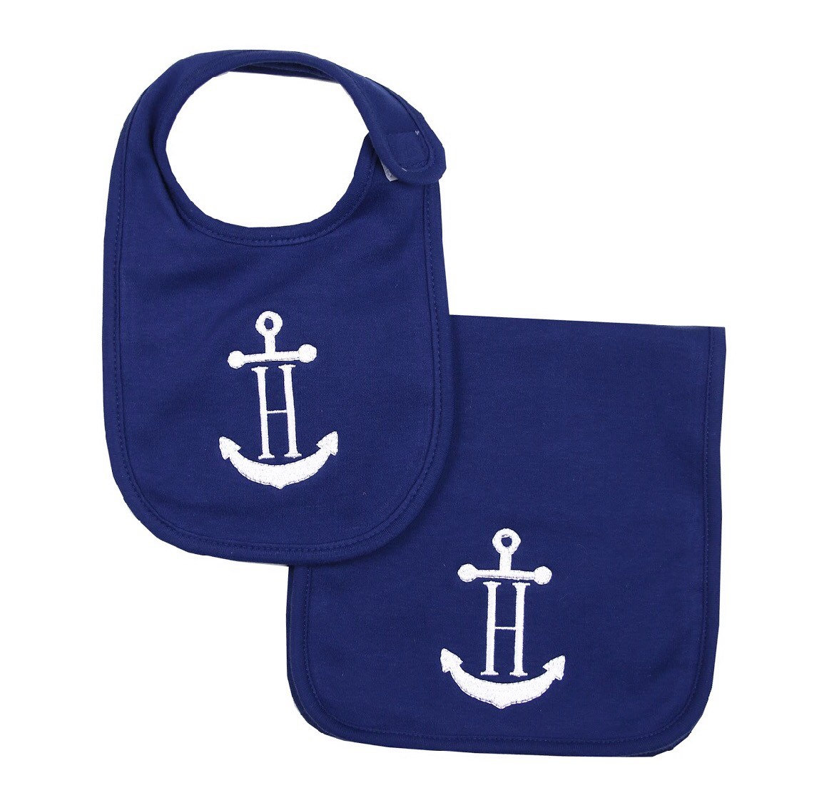 Navy Blau Monogramm Lätzchen Set, Neues Baby Und Spucktuch Geschenk, Spucktuch, Personalisiertes von Etsy - bellabeankelly