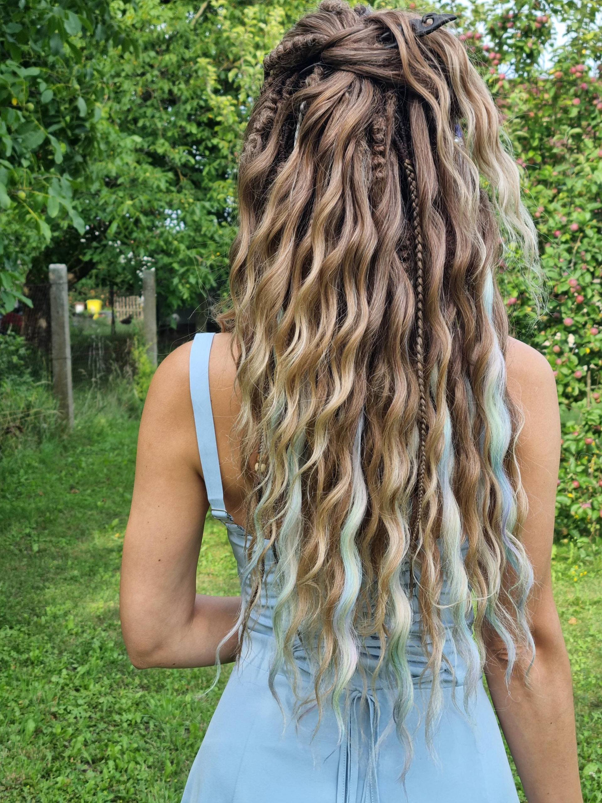 Gewellte Dreadlock Haarverlängerungen Boho Regenbogen Glitch Locken, Doppelende De Dreads Gewellte Dreadlock Haarverlängerungen Boho Regenbogen Glitch Locken, Doppelende De Dreads von Etsy - byBraid