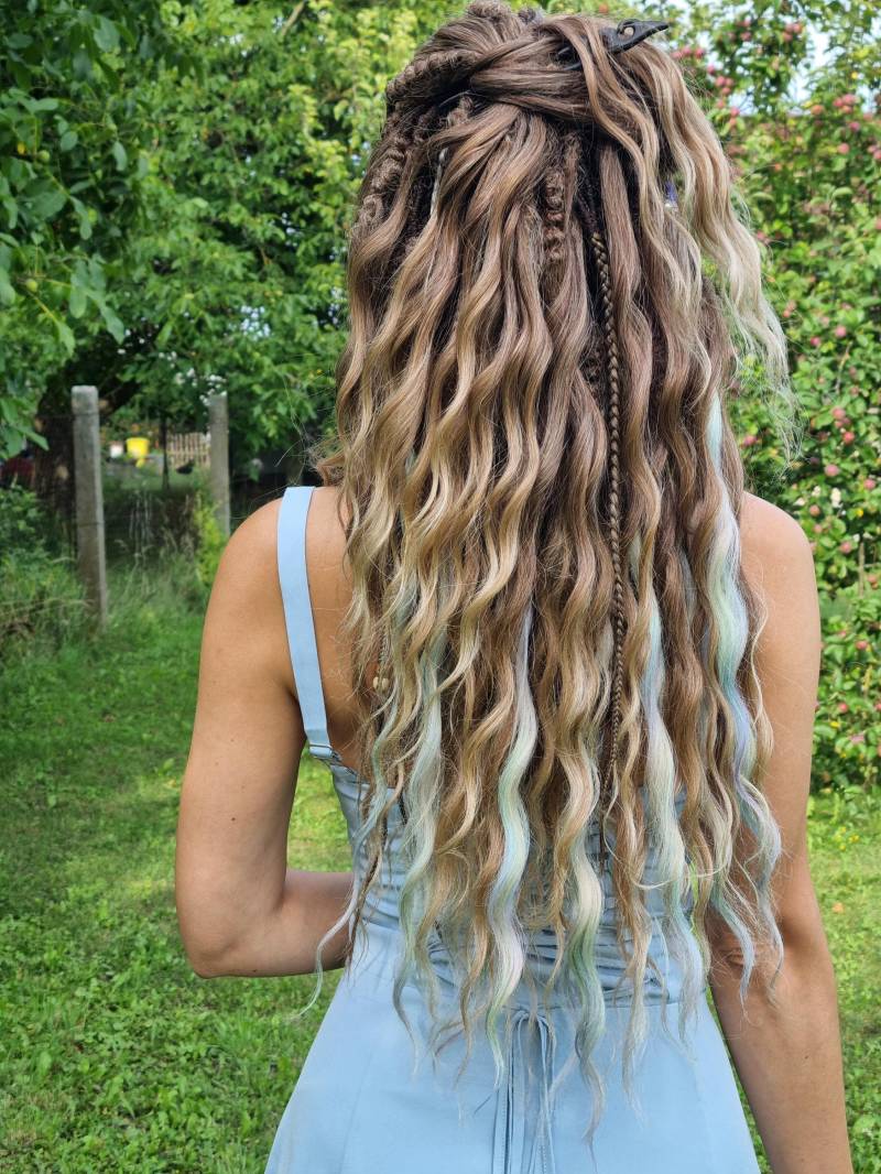 Gewellte Dreadlock Haarverlängerungen Boho Regenbogen Glitch Locken, Doppelende De Dreads Gewellte Dreadlock Haarverlängerungen Boho Regenbogen Glitch Locken, Doppelende De Dreads von Etsy - byBraid