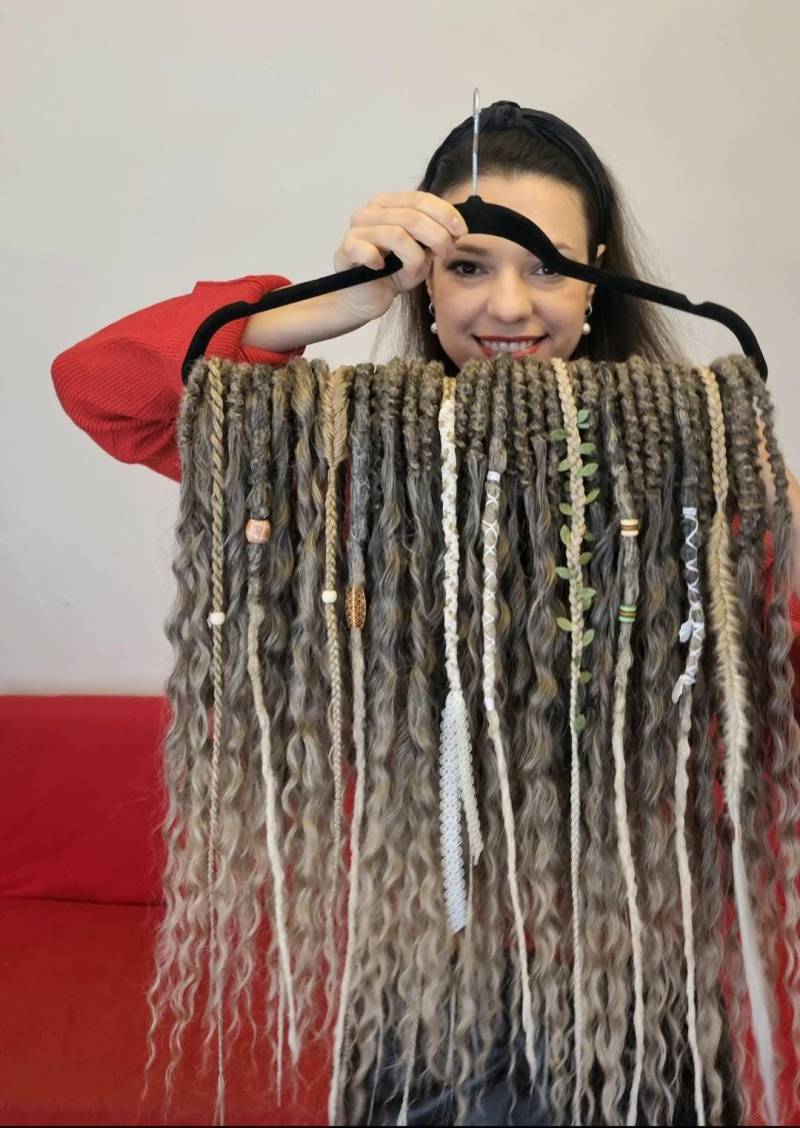 Lockige Locken Doppelendige Lange Gewellte Haarverlängerungen Voluminöse Boho Wellige Mix Aus Dreadlock-Verlängerungen von Etsy - byBraid