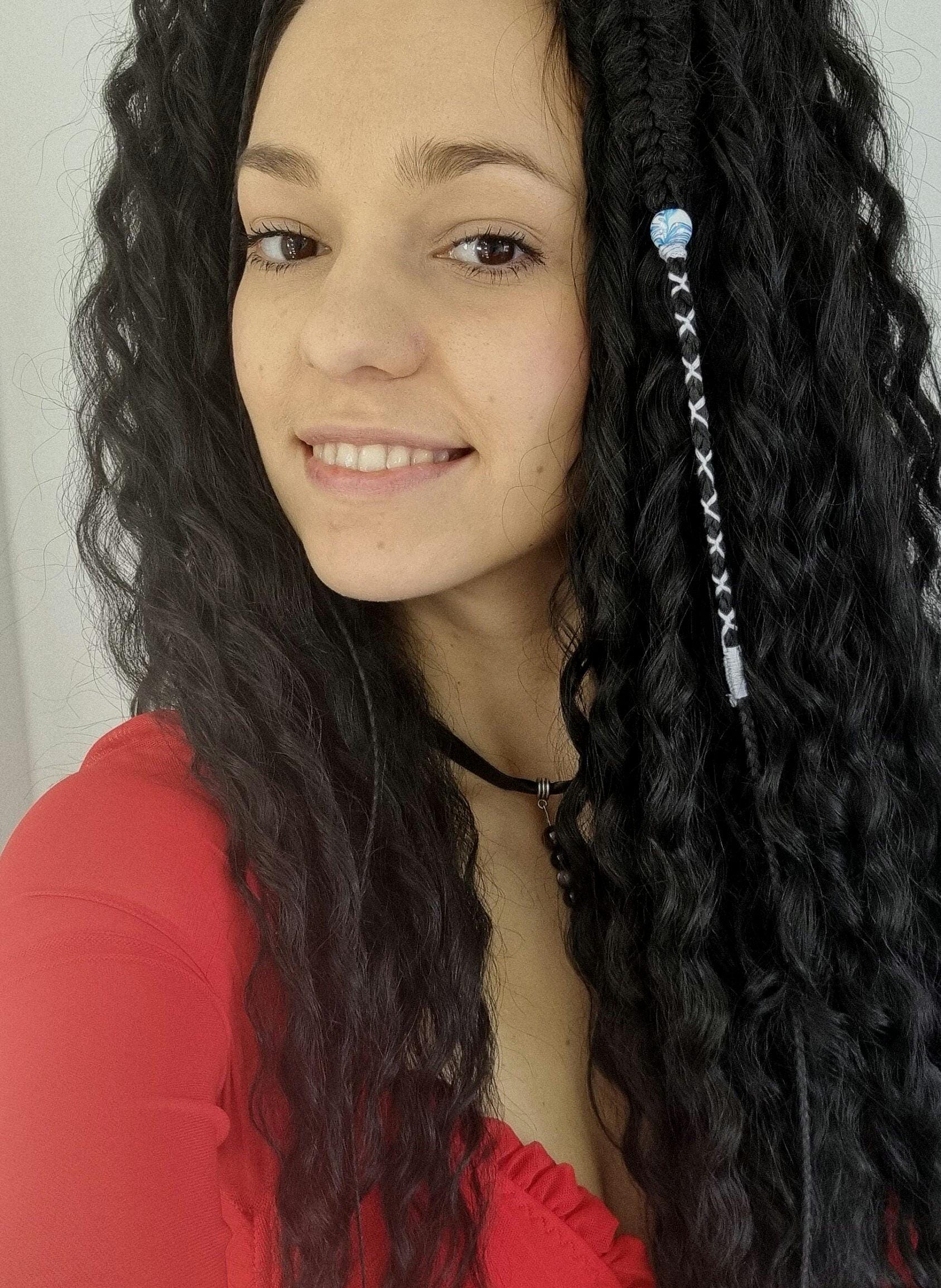 Schwarze Gewellte Locken Doppelendige, Lange Lockige Offene Dreads Schwarze Gewellte Locken Doppelendige, Lange Lockige Offene Dreads von Etsy - byBraid