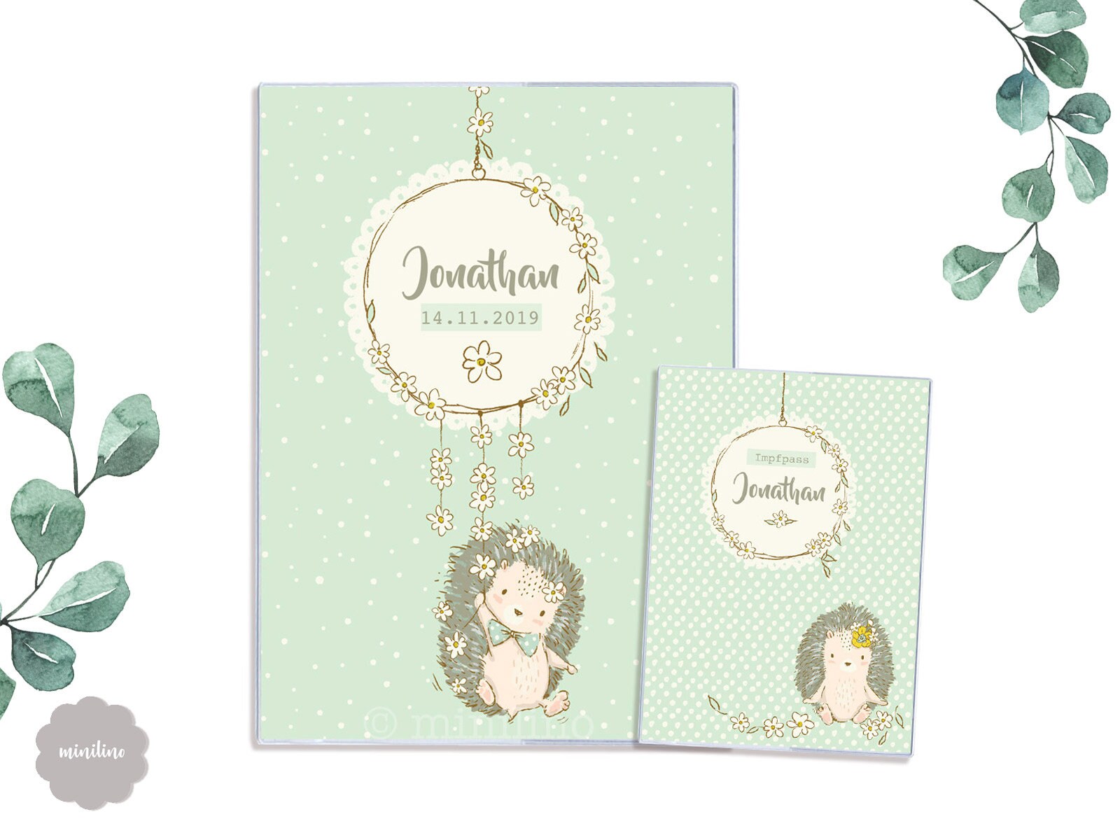 U-Heft & Impfpass Hülle Im Set, Personalisiert Mit Namen, Igel Grün von Etsy - byminilino