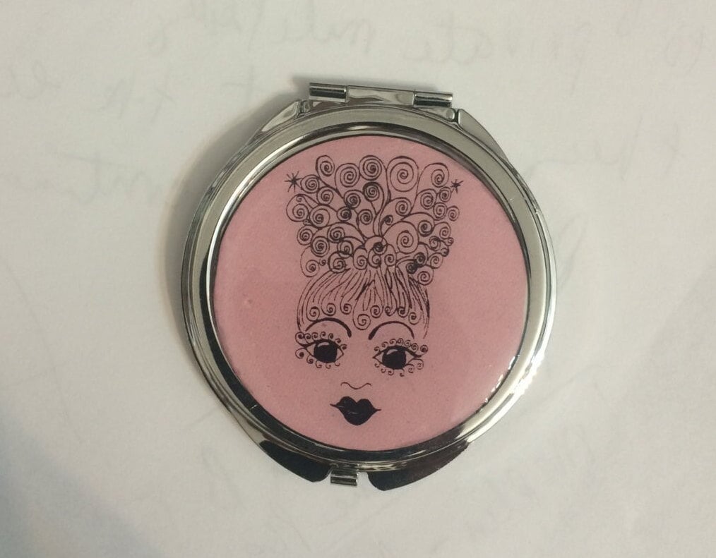 Retro Pouty Pinkaboo Glamour Girl Klein Rund Silber Spiegel Kompakt von Etsy - cheetahrama