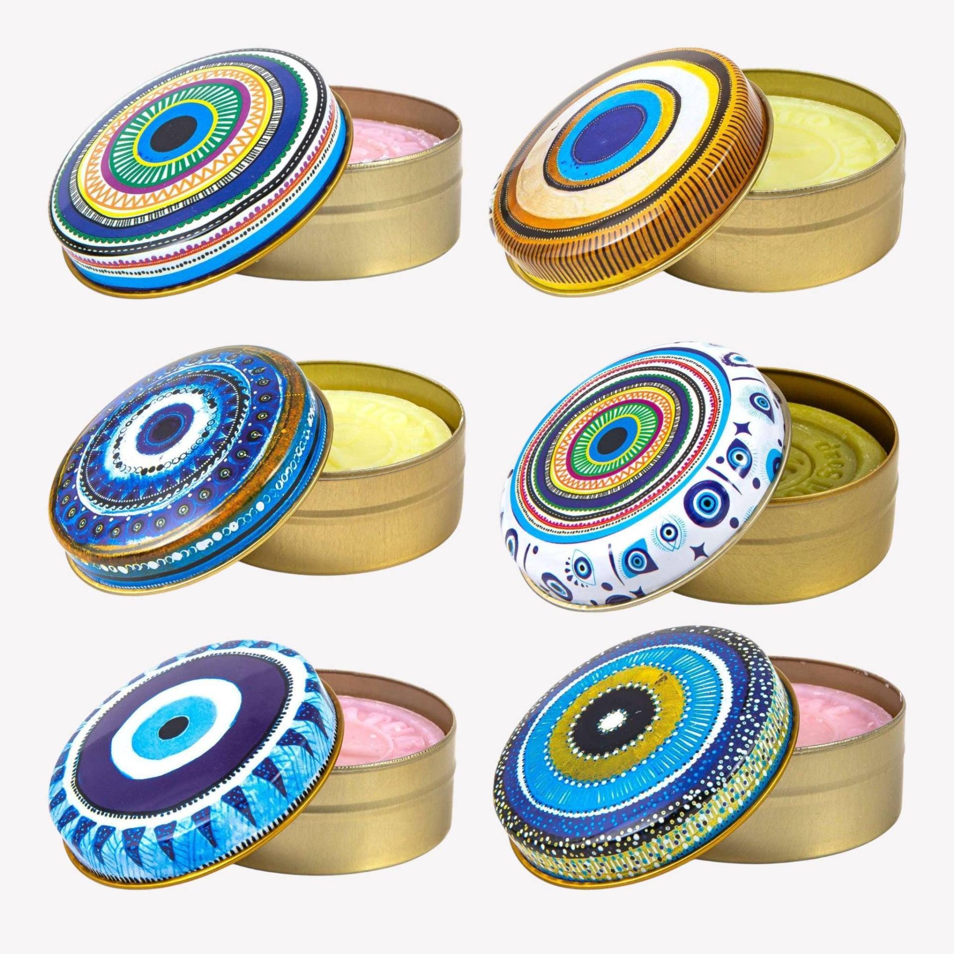Natürliche Olivenölseife in Dekorativer Dose - 6Er Set Evil Eye Duftmix Natürliche Olivenölseife in Dekorativer Dose - 6Er Set Evil Eye Duftmix von Etsy - cotonIQ