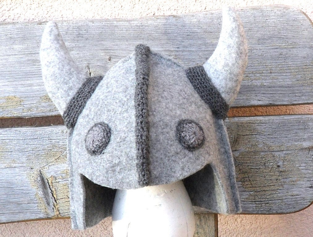 Wikinger Hut Mit Hörnern, Helm, Mittelalter Wollmütze, Hut, Grauer Karneval - Halloween Geburtstagsgeschenk von Etsy - crazywoolLT