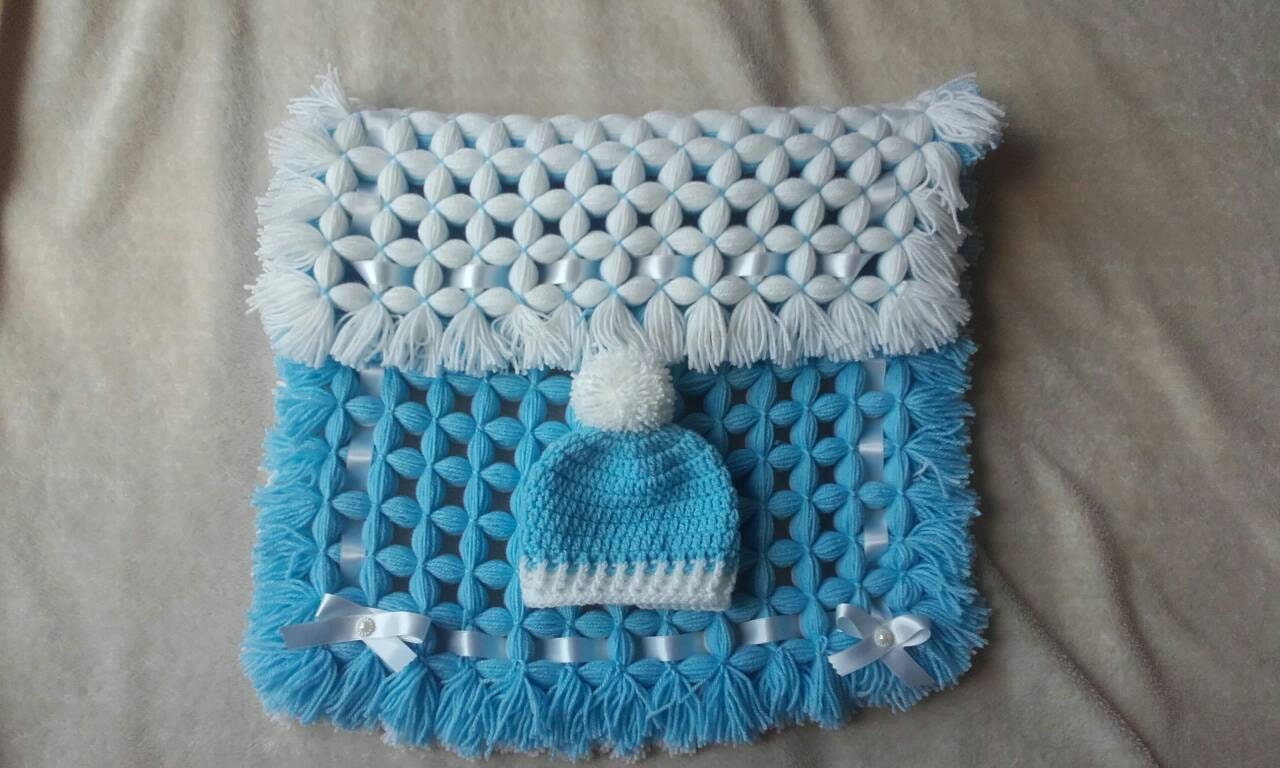 Baby Decke, Gehäkelte Kinderwagen Jungen Autositz Gehäkelte Decke Und Mütze, Sofort Versandfertig von Etsy - crochetfifi