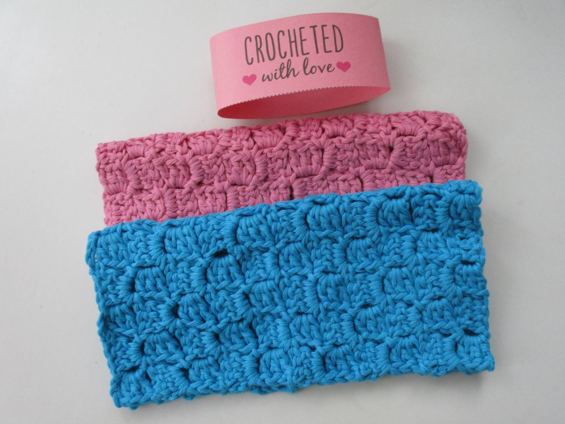 Gehäkelte Baumwolle Waschlappen Set, Rosa & Blaue Geschirrtücher, Umweltfreundlich von Etsy - crochetlittlegoodies
