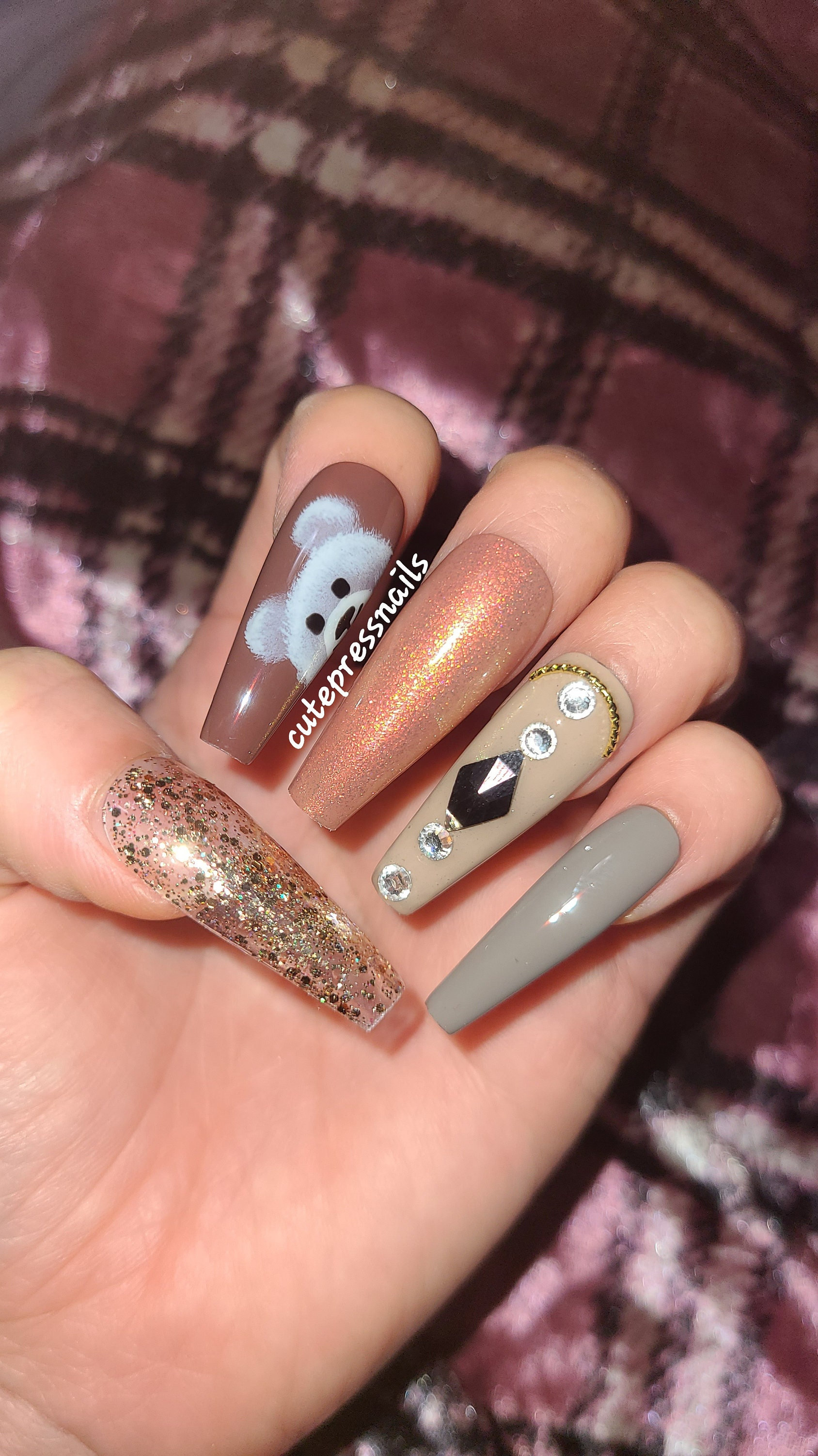 Teddybär Bling Drücken Sie Auf Die Nägel | Gel Acryl Kristall Elegante Luxus Braut Glitzer Teddybär Bling Drücken Sie Auf Die Nägel | Gel Acryl Kristall Elegante Luxus Braut Glitzer von Etsy - cutepressnails
