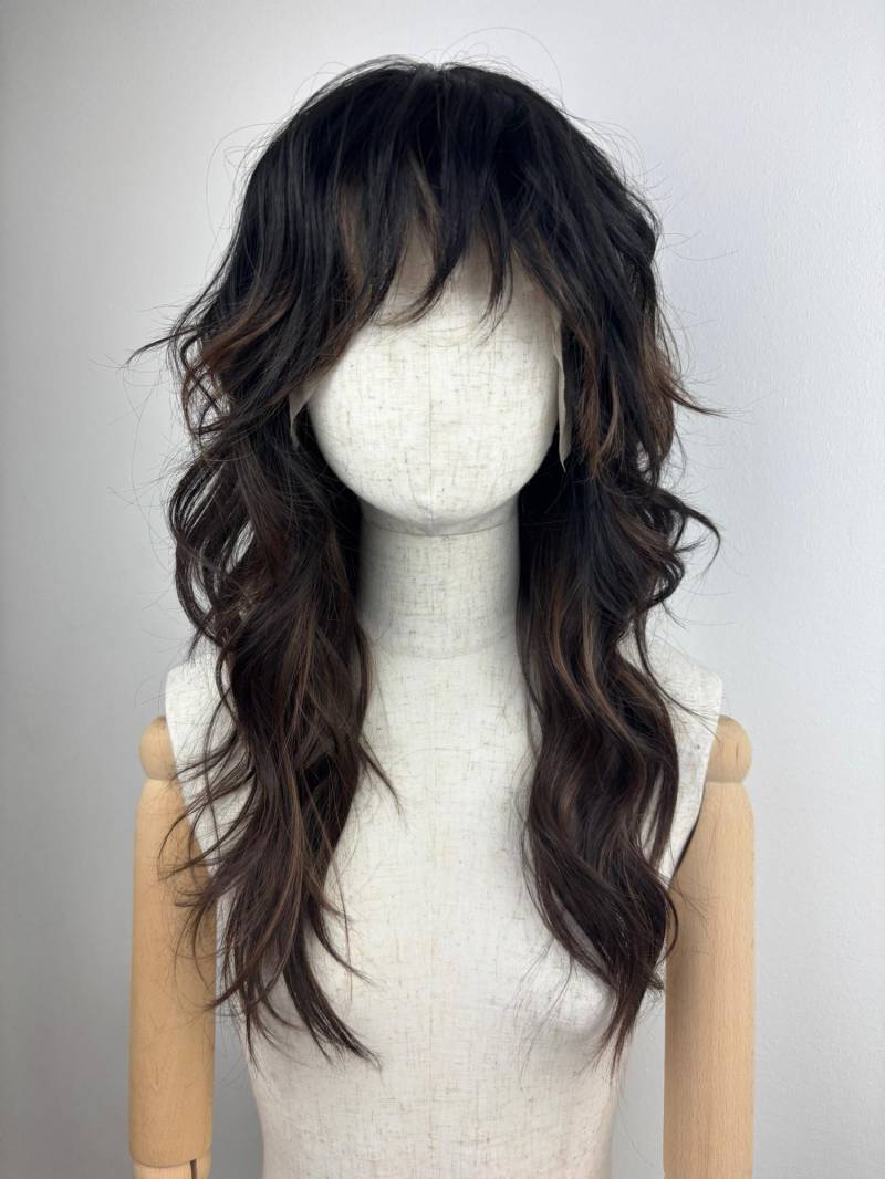 Lace Front Wig/Perücke The Brwon Maid A Customized Shag Hairstyle Wig #mullet #shag #retro #brownhair #sytheticwig #custommade von Etsy - dragmaiditup