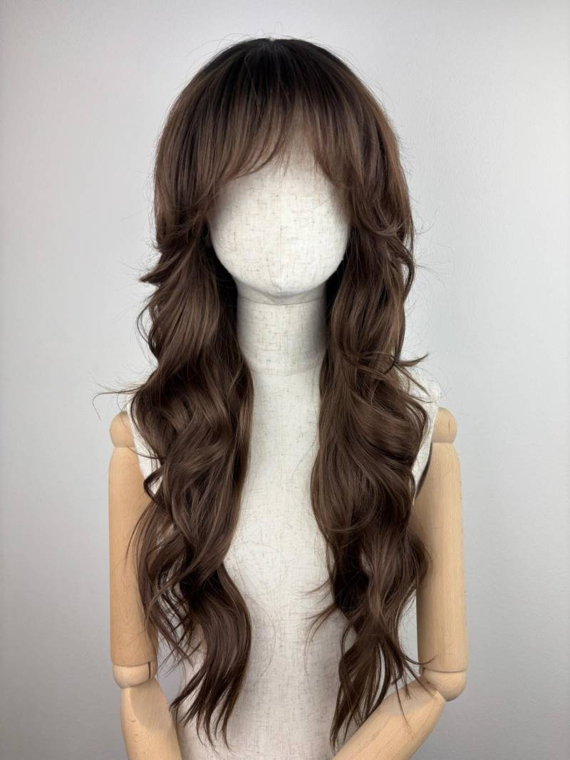 Lace Front Wig/Perücke The Hickory Maid A Customized Shag Hairstyle Wig #mullet #shag #retro #brownhair #sytheticwig #custommade von Etsy - dragmaiditup