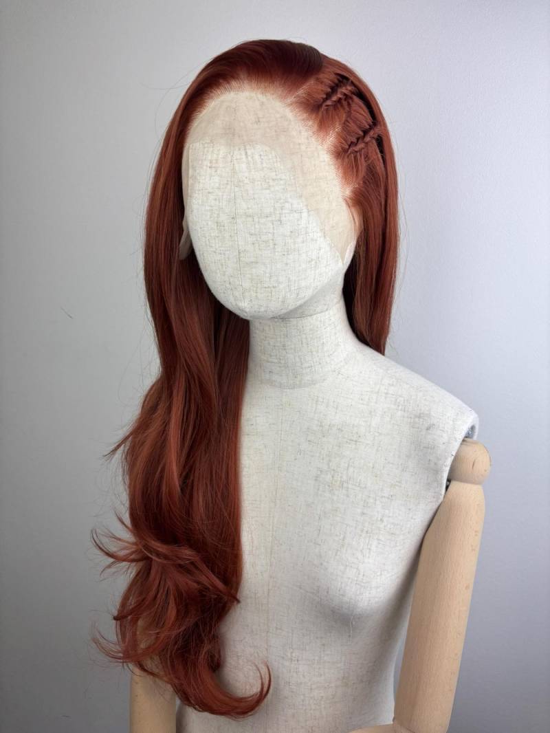 Lace Front Wig/Perücke The Rusty Maid A Customized Side Braided Hairstyle Wig #braided #festival #copper #sytheticwig #custommade von Etsy - dragmaiditup