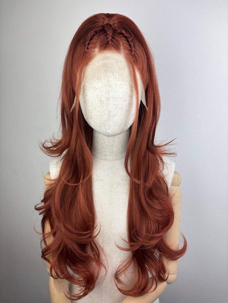 Lace Front Wig/Perücke The Rusty Maid A Customized Tripple Braided Hairstyle Wig #braided #festival #copper #sytheticwig #custommade von Etsy - dragmaiditup