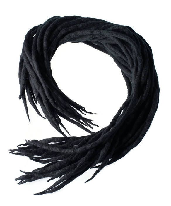 Woll-Dreadlocks Schwarze Natürliche Dreadlocks Aus Wolle - Double Ended Roving Art Haarverlängerungsset von Etsy - dragondreadsshop