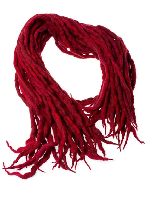 Wolle Dreadlocks Dunkelrot Mischung Benutzerdefinierte Dreads - Double Ended Roving Art Haarverlängerungen Kit von Etsy - dragondreadsshop