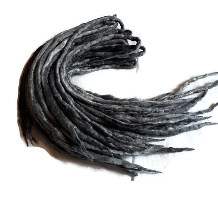 Wolle Dreadlocks Grau-Schwarze Mischung Benutzerdefinierte Für Dreads - Doppelende Roving Kunst Haar-Verlängerungen Kit von Etsy - dragondreadsshop