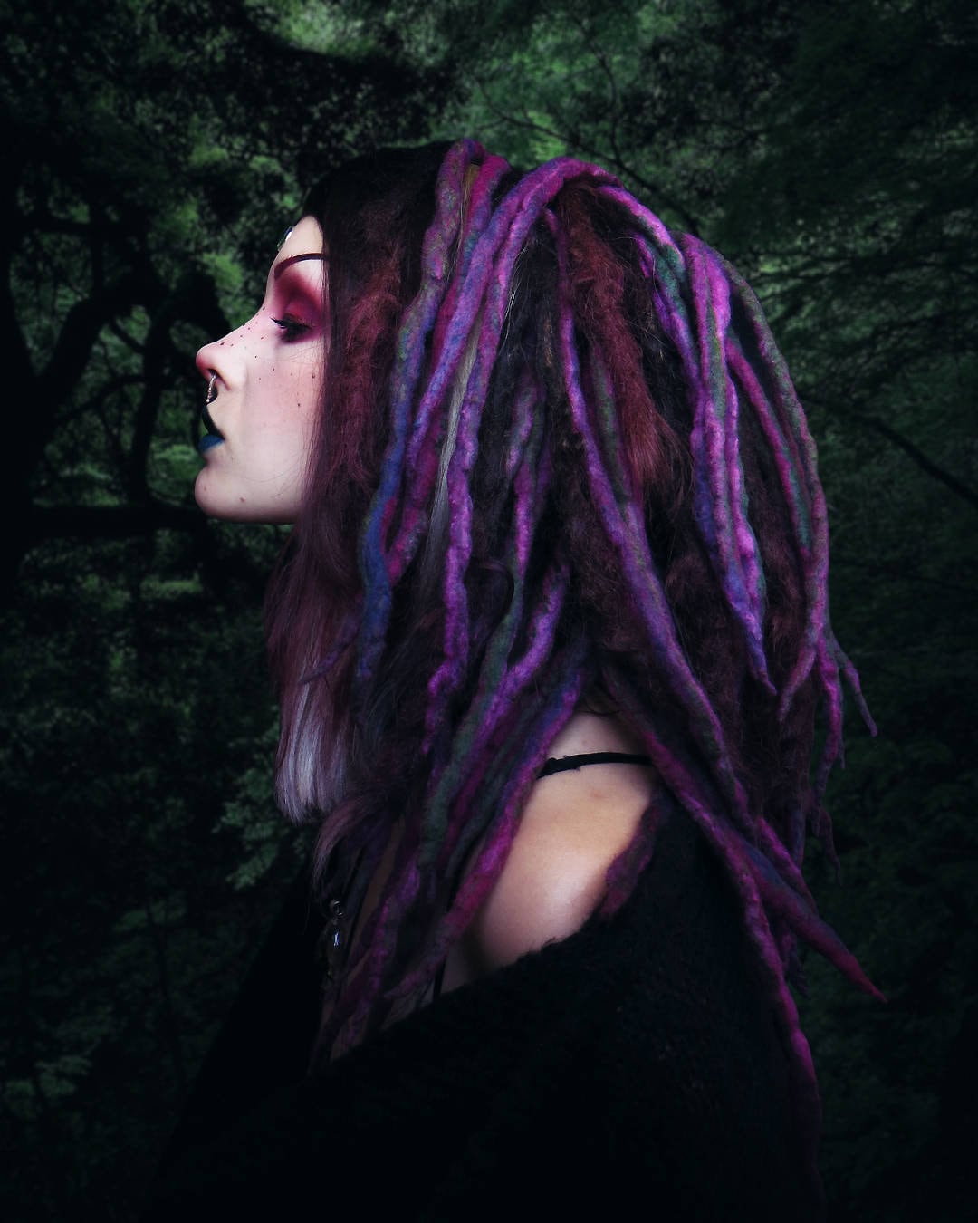 Wolle Dreadlocks Lila Grün Wald Benutzerdefinierte Für Dreads - Doppelende Roving Kunst Haarverlängerung Kit von Etsy - dragondreadsshop