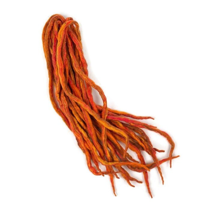 Wolle Dreadlocks Orange Feuer Gemischte Benutzerdefinierte Für Dreads - Doppelende Roving Kunst Haar-Verlängerungen Kit von Etsy - dragondreadsshop