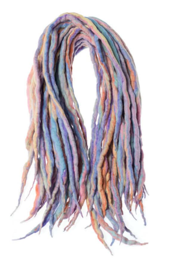 Wolle Dreadlocks Regenbogen Einhorn Pastell Benutzerdefinierte Für Dreads - Doppelende Roving Kunst Haarverlängerung Kit von Etsy - dragondreadsshop