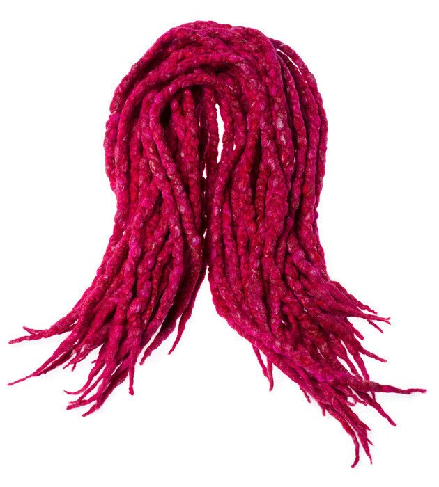 Wolle Dreadlocks Rosa Rot Und Seide Gewickelt Benutzerdefinierte Dreads - Double Ended Roving Art Haarverlängerungen Kit von Etsy - dragondreadsshop