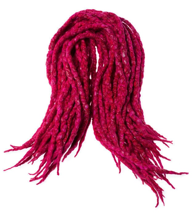 Wolle Dreadlocks Rosa Rot Und Seide Gewickelt Benutzerdefinierte Dreads - Double Ended Roving Art Haarverlängerungen Kit von Etsy - dragondreadsshop
