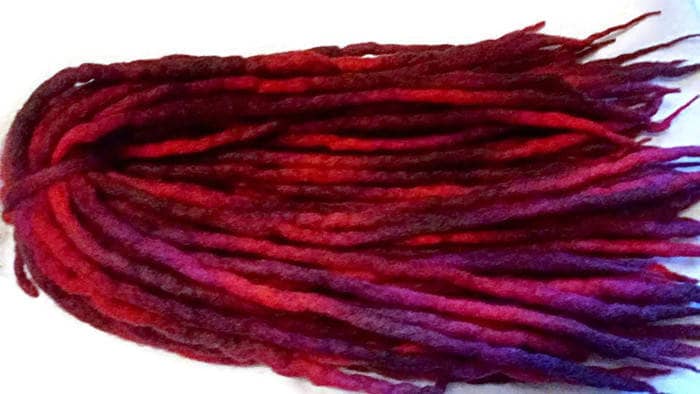 Wolle Dreadlocks Rot Space Dyed Custom Wool Dreads - Double Ended Roving Art Haarverlängerung Kit von Etsy - dragondreadsshop
