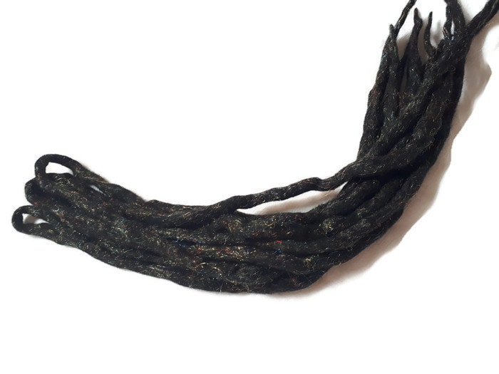 Wolle Dreadlocks Schwarz Glitzer Benutzerdefinierte Für Dreads - Doppelende Roving Kunst Haarverlängerung Kit Larp Cosplay Perücke von Etsy - dragondreadsshop