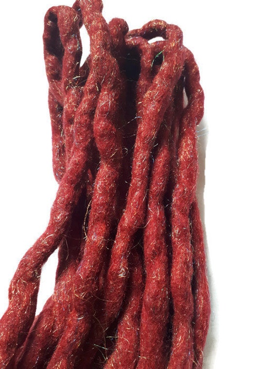 Wolle Dreadlocks Sparkley Rot Glitzer Custom Wool Dreads - Double Ended Roving Art Haarverlängerung Kit Larp Cosplay Perücke von Etsy - dragondreadsshop