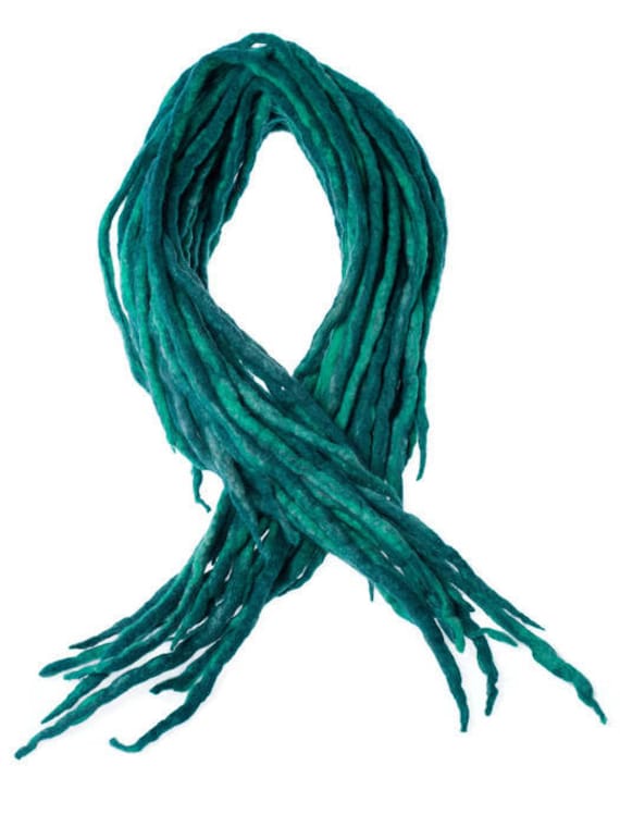 Wolle Dreadlocks Teal Peacock Blue Gemischte Benutzerdefinierte Dreads - Doppelende Roving Kunst Haarverlängerungen Kit von Etsy - dragondreadsshop
