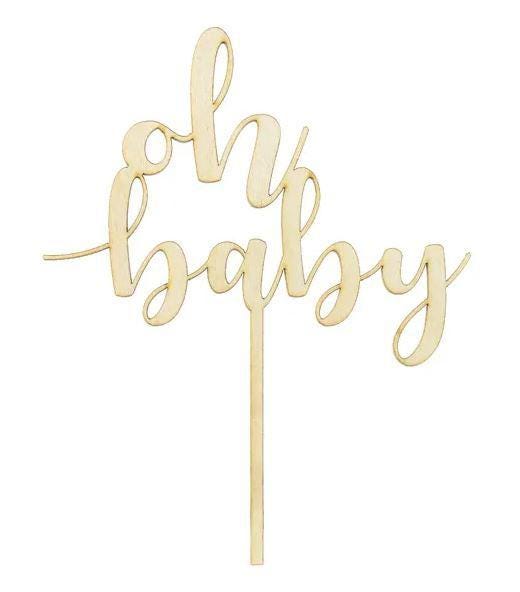 Cake Topper "Oh Baby", Holz, 17cm | Kuchentopper Babyparty von Etsy - dubistda
