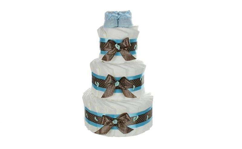 Windeltorte Babybooties | 3-stöckig Blau von Etsy - dubistda