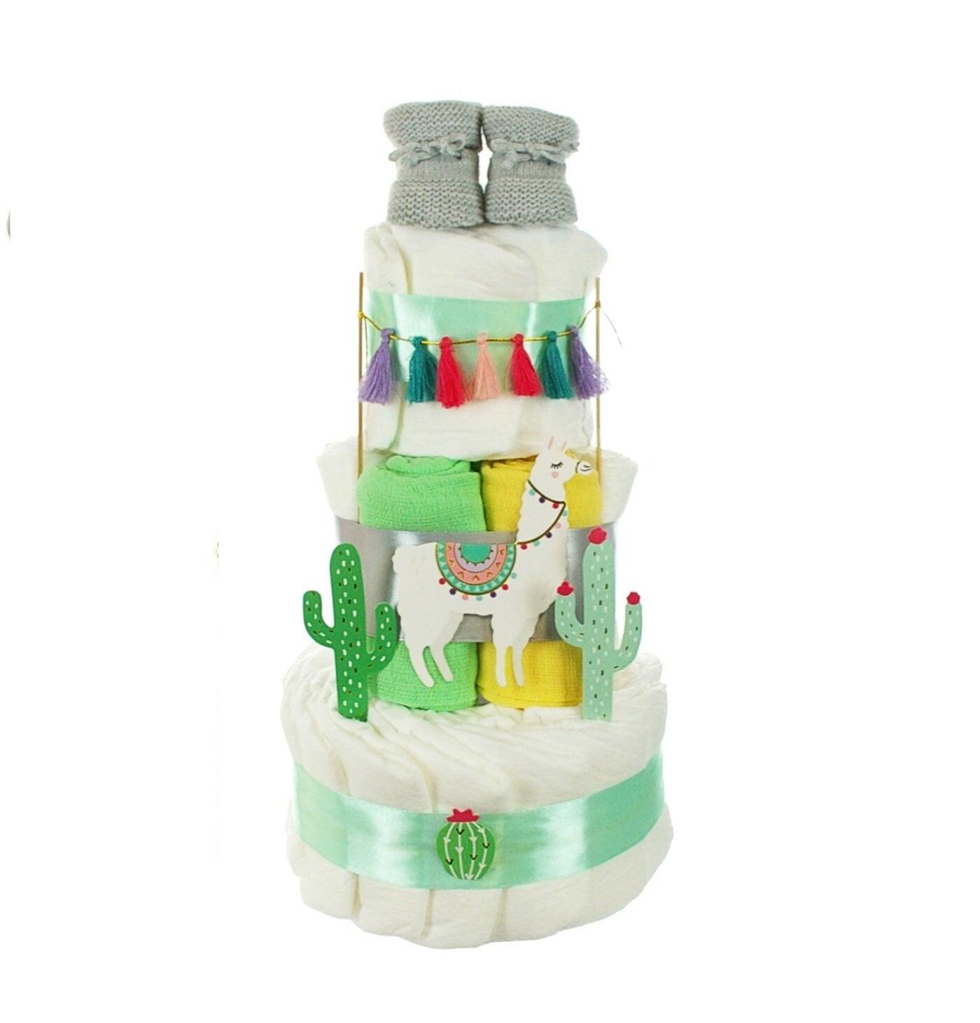 Windeltorte Lala Lama Türkis Geschenk Zur Geburt, Babyparty Und Babyshower von Etsy - dubistda
