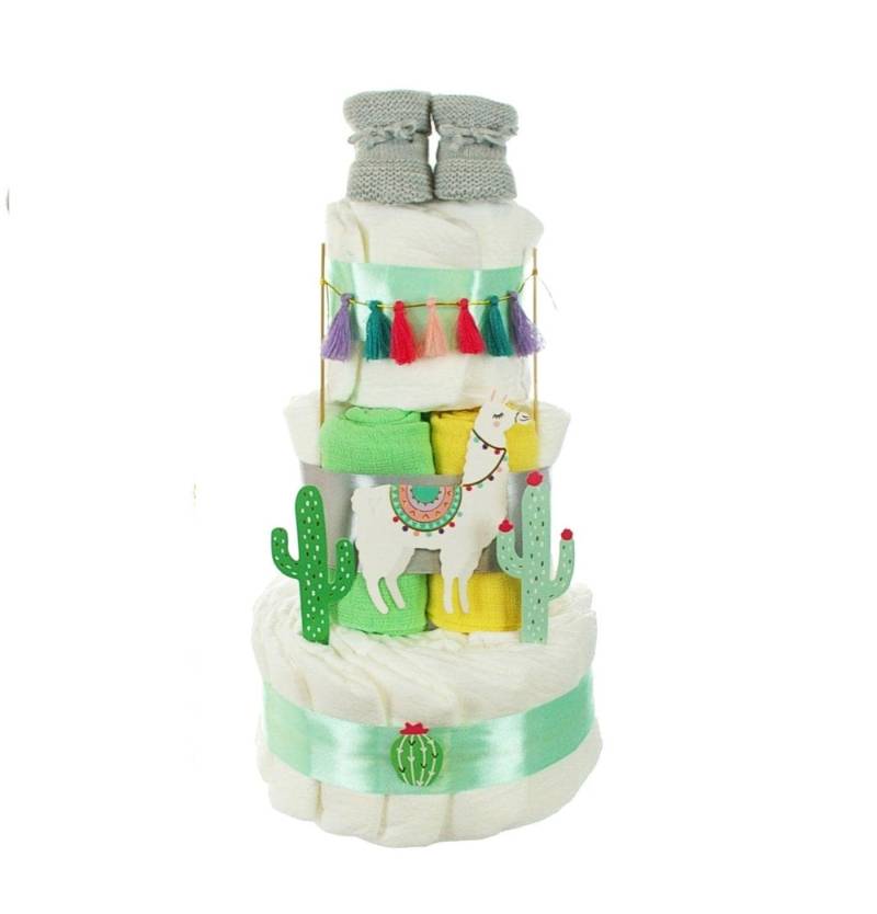 Windeltorte Lala Lama Türkis Geschenk Zur Geburt, Babyparty Und Babyshower von Etsy - dubistda