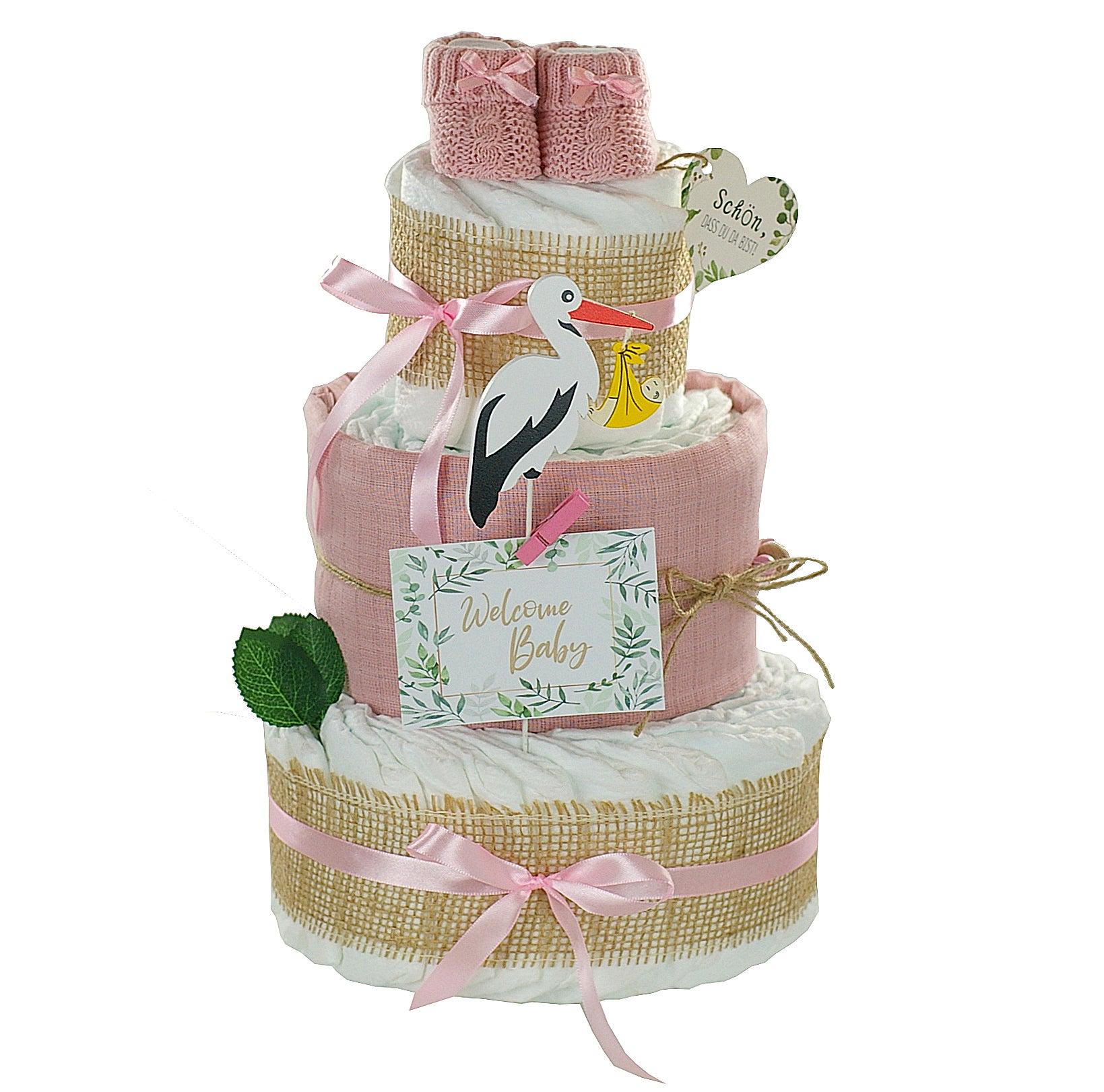 Windeltorte Storch Mit Bündel | Inkl. Babybooties Und Mullwindel, Rosa| Geschenk Zur Geburt Babyparty Windeltorte Storch Mit Bündel | Inkl. Babybooties Und Mullwindel, Rosa| Geschenk Zur Geburt Babyparty von Etsy - dubistda