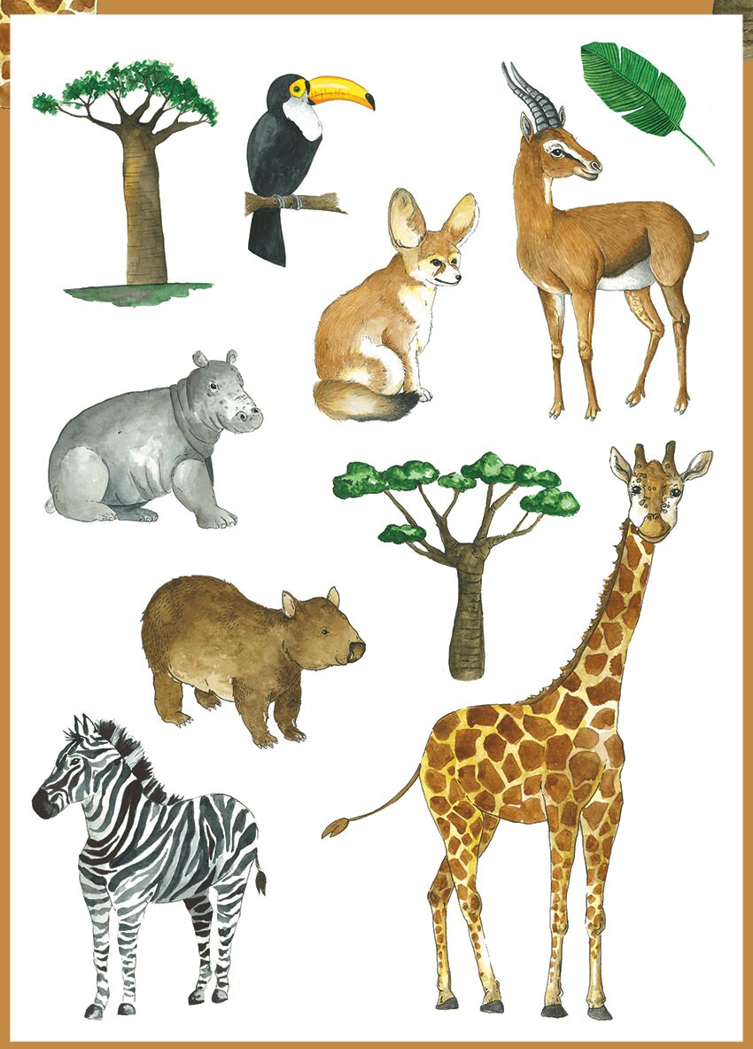 Set Von Temporären Tattoos | Safari Thema Tattoo | Tiere Und Pflanzen Original Semi Permanentes Aquarell-Fake-Tattoo Set Von Temporären Tattoos | Safari Thema Tattoo | Tiere Und Pflanzen Original Semi Permanentes Aquarell-Fake-Tattoo von Etsy - ePipi