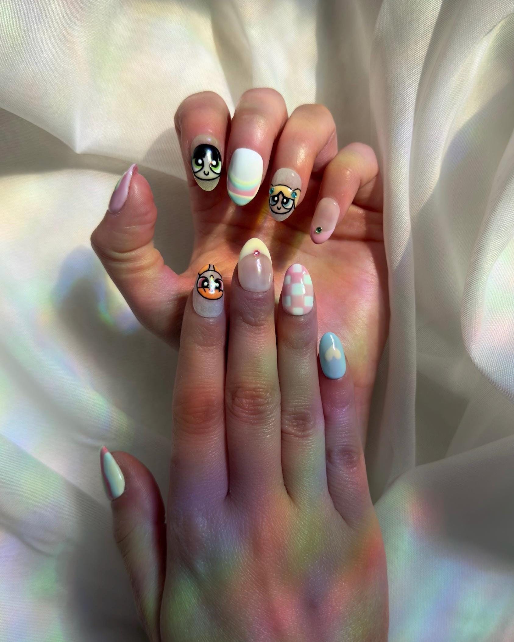 Powerpuff Girls Press-On Nails | Handmade Cute Custom Nail Set Pastel Cartoon Powerpuff Girls Press-On Nails | Handmade Cute Custom Nail Set Pastel Cartoon von Etsy - ebruyume