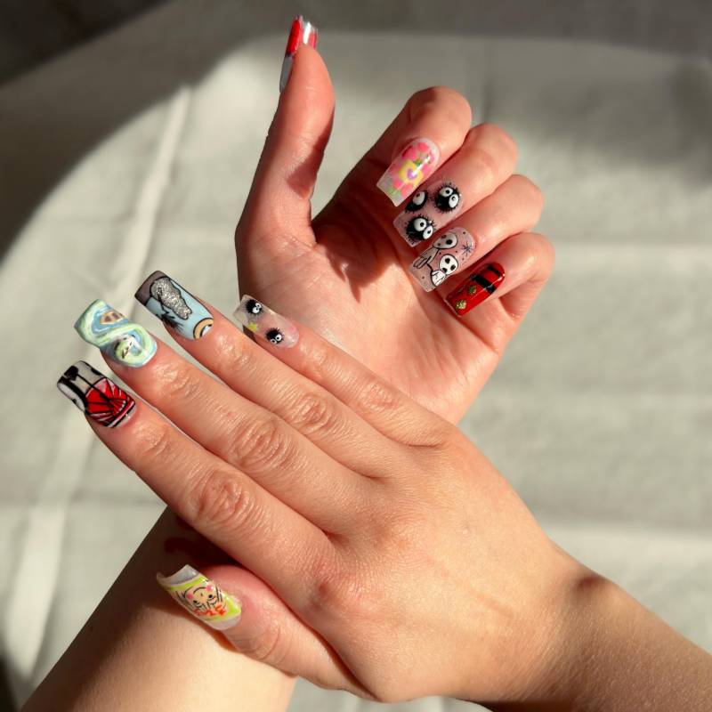 Spirited Away Inspired Press On Nails | Handmade Anime Studio Ghibli Custom Nail Set No Face Haku Chihiro von Etsy - ebruyume